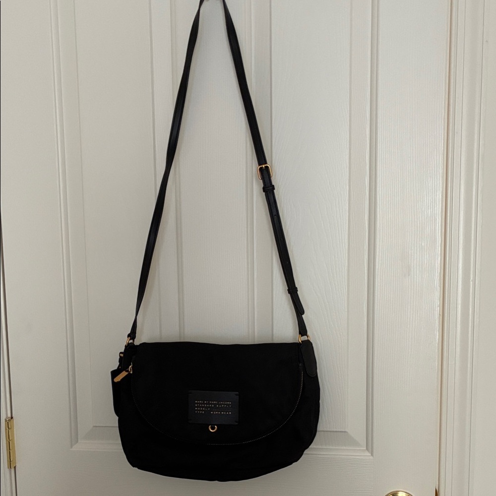 Marc Jacobs Black Crossbody Bag with Gold Accents